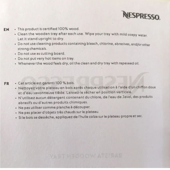 Nespresso | Barista Wooden Serving Tray with Handles; BNIB, 15in- or Charcuterie - Picture 4 of 4